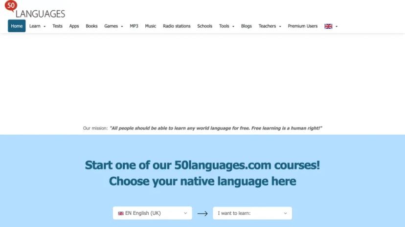 Screenshot of 50Languages.com