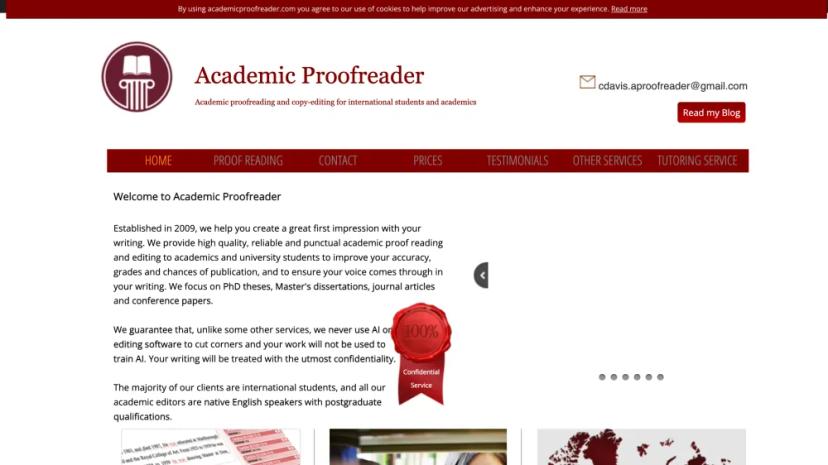 Screenshot of High-Quality Academic Proofreading and Editing Services