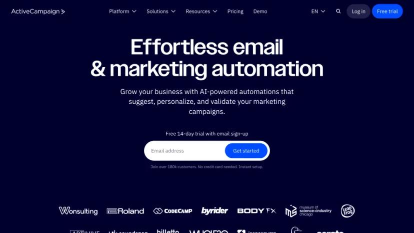 Screenshot of Effortless Email & Marketing Automation with ActiveCampaign