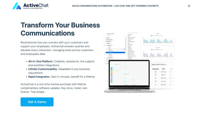 Screenshot of Sales Conversations Automation and Live Chat with GPT-Powered Chatbots