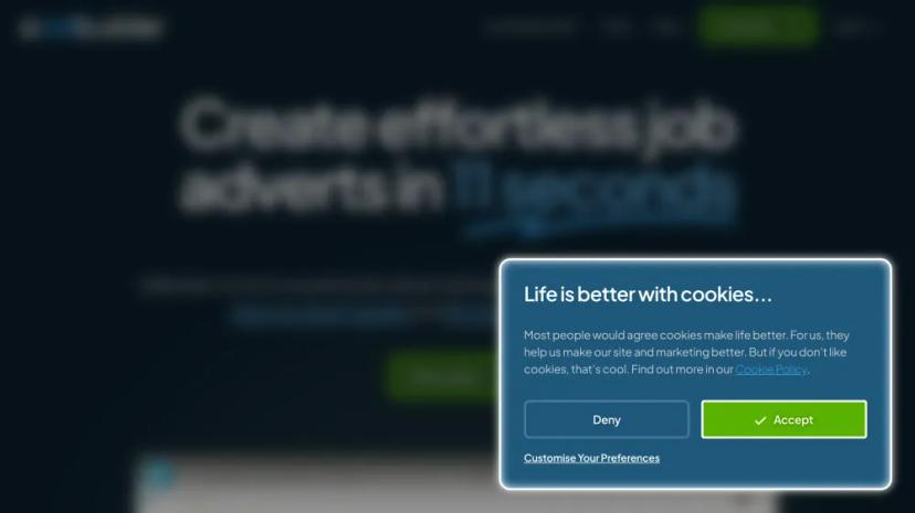 Screenshot of AdBuilder - AI-Powered Job Advert Writing Tool