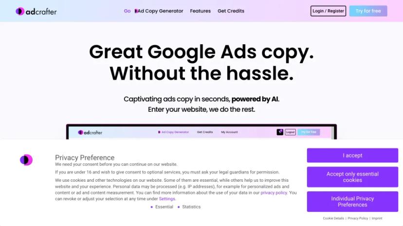 Screenshot of AI-Powered Google Ads Copy Generator