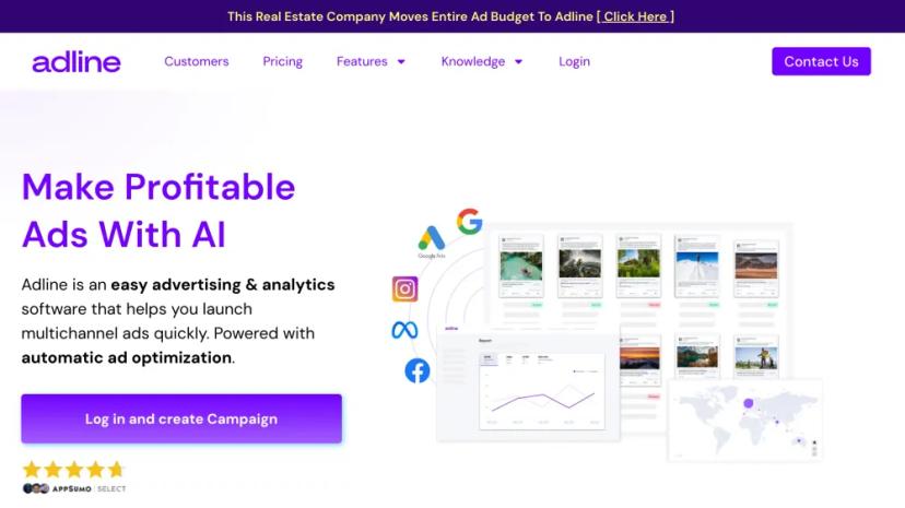 Screenshot of Adline - AI-Powered Online Advertising & Analytics Tool