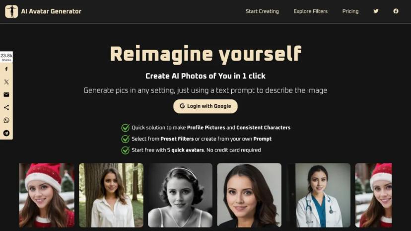 Screenshot of Reimagine Yourself with AI-Generated Photos