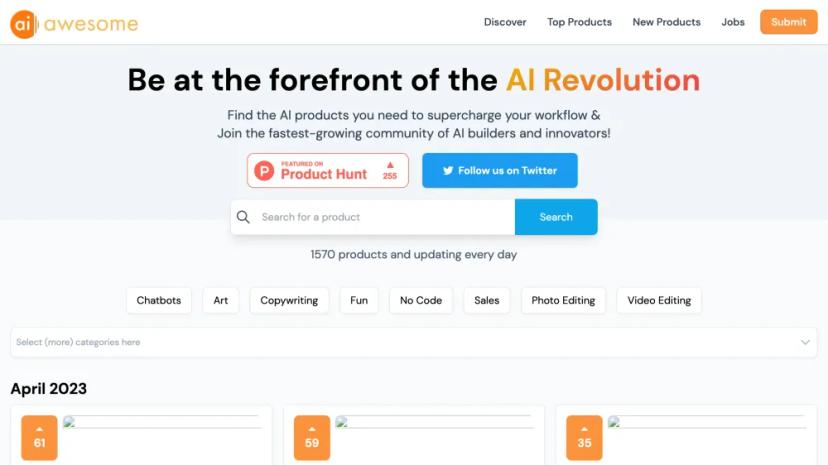 Screenshot of Discover the Best AI Products to Boost Your Workflow