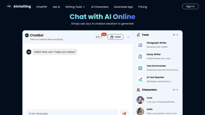 Screenshot of AI Chatting: Your AI Chatbot Assistant for Writing, Creation, and Content Generation