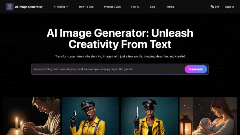 Screenshot of Unleash Creativity from Text with AI Image Generator