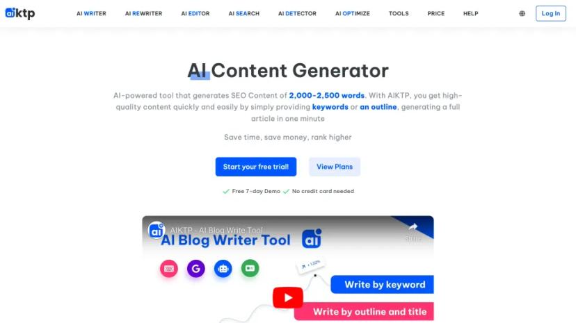 Screenshot of AIKTP - AI Content Generator & SEO Tool