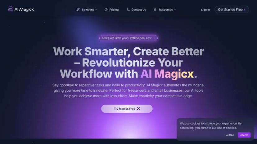 Screenshot of Empower Your Creativity with AI Magicx