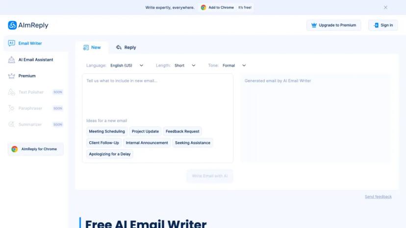 Screenshot of AI Email Writer: Revolutionize Your Communications