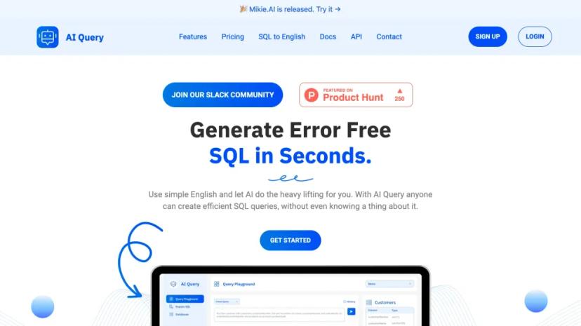 Screenshot of Generate Error-Free SQL with AI in Seconds