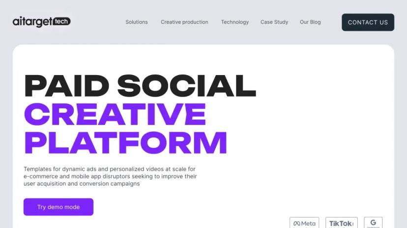 Screenshot of Paid Social Creative Platform for Dynamic Ads and Personalized Videos