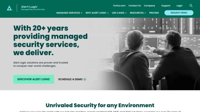 Screenshot of Unrivaled Managed Security Solutions by Alert Logic