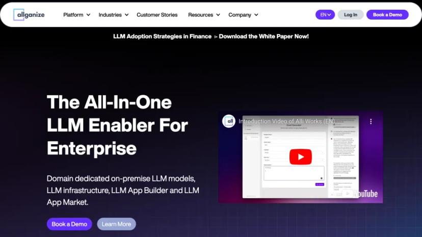 Screenshot of The All-In-One AI Solution for Enterprise Domain