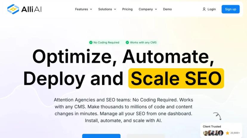 Screenshot of Automate and Optimize SEO with Alli AI