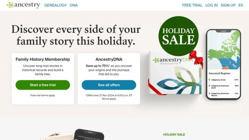 Screenshot of Discover Every Side of Your Family Story with Ancestry.com