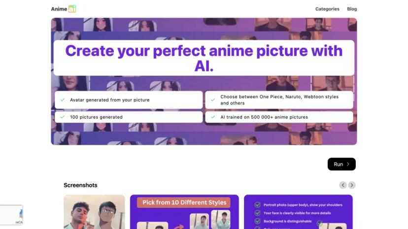 Screenshot of Create Your Perfect Anime Picture with AI