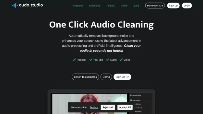 Screenshot of One Click Audio Cleaning with AI