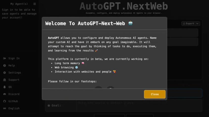 Screenshot of AutoGPT