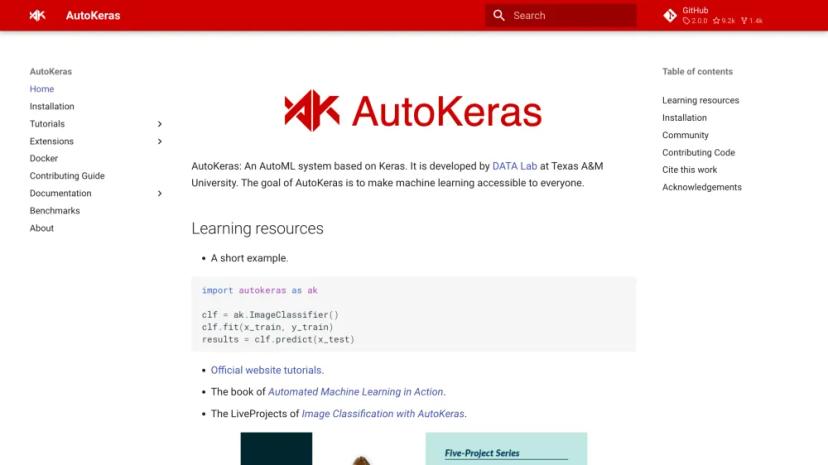 Screenshot of AutoKeras: An AutoML Library for Deep Learning