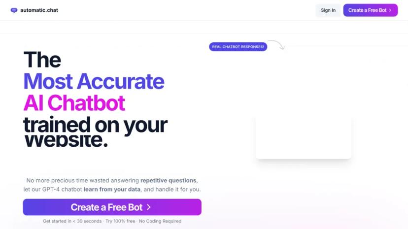 Screenshot of The Most Accurate AI Chatbot Trained on Your Website