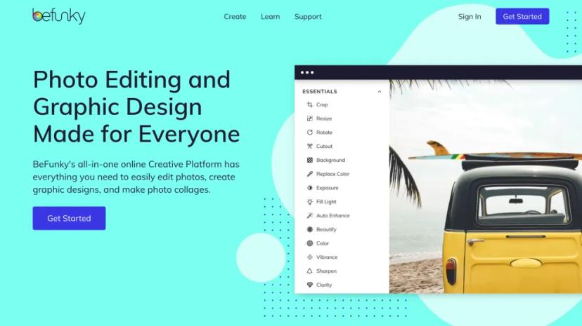 Screenshot of Photo Editing and Graphic Design Made Easy with BeFunky AI SaaS