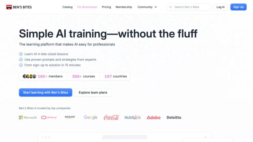 Screenshot of The Learning Platform for Simplified AI Training