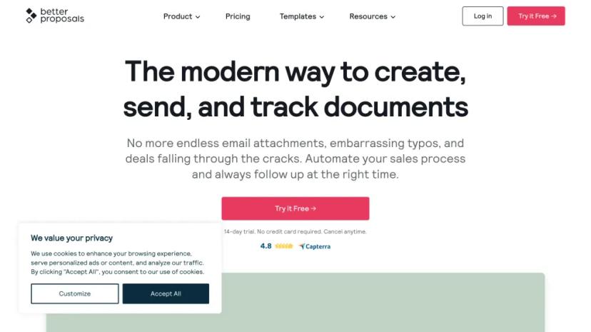 Screenshot of The Modern Way to Create, Send, and Track Documents