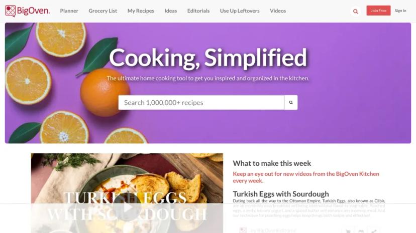 Screenshot of BigOven AI-Powered Recipe Assistant