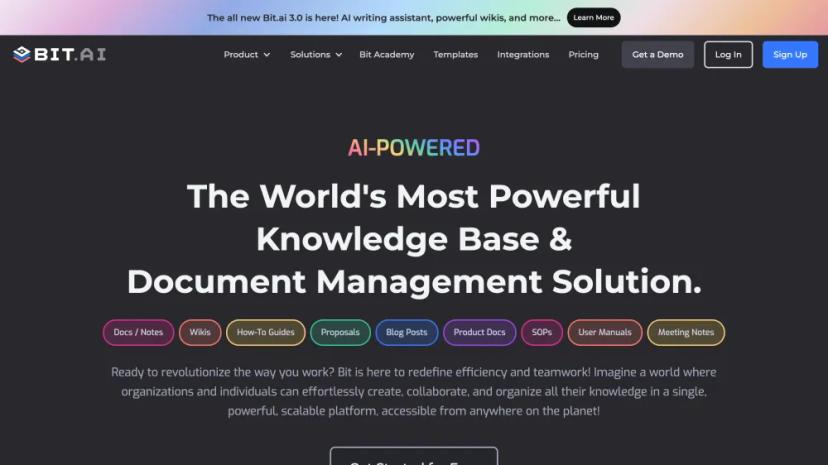 Screenshot of Bit.ai - AI-Powered Knowledge Base & Document Management Solution