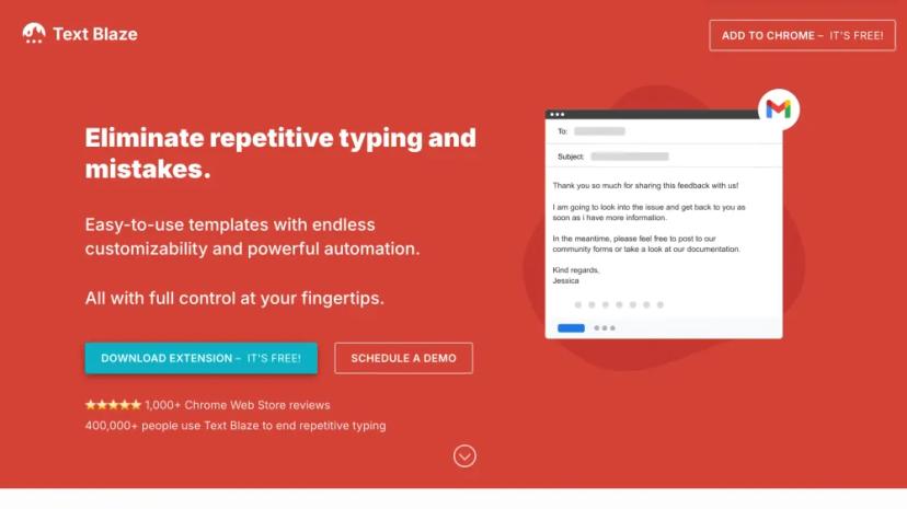 Screenshot of Text Blaze: Automate Typing Tasks with AI-powered Snippets & Templates