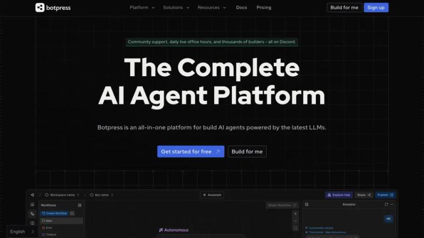 Screenshot of THE COMPLETE AI AGENT PLATFORM