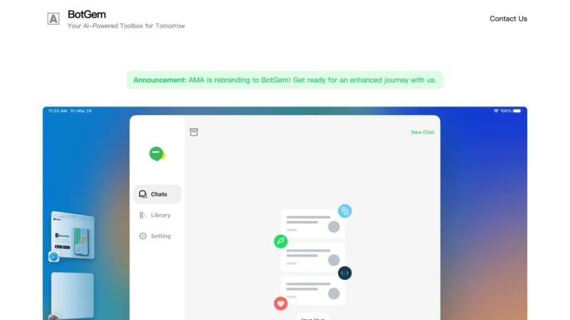 Screenshot of Intelligent Chat Assistant App: BotGem