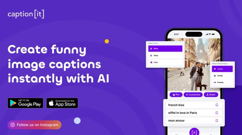 Screenshot of Create Funny, Smart, and Profound Image Captions Instantly with AI
