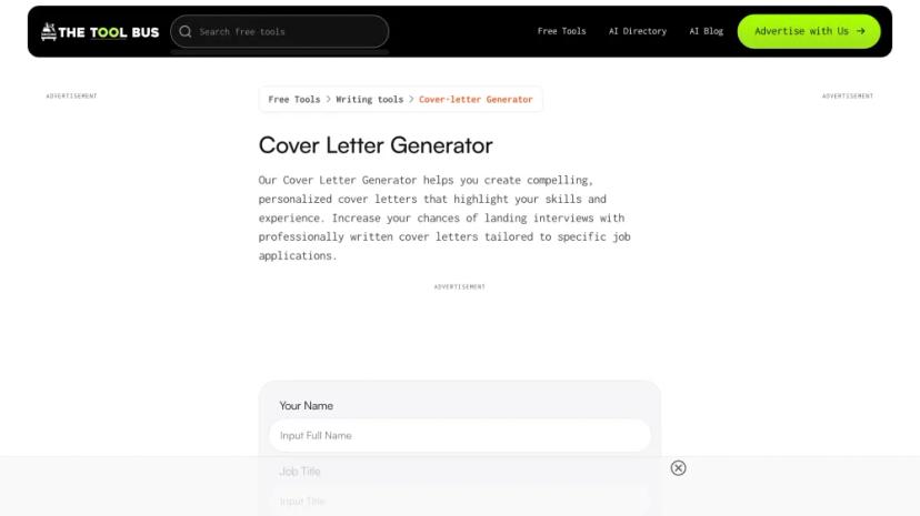 Screenshot of Craft Compelling, Personalized Cover Letters with AI