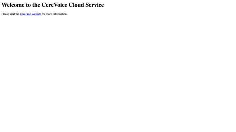 Screenshot of CereVoice Cloud