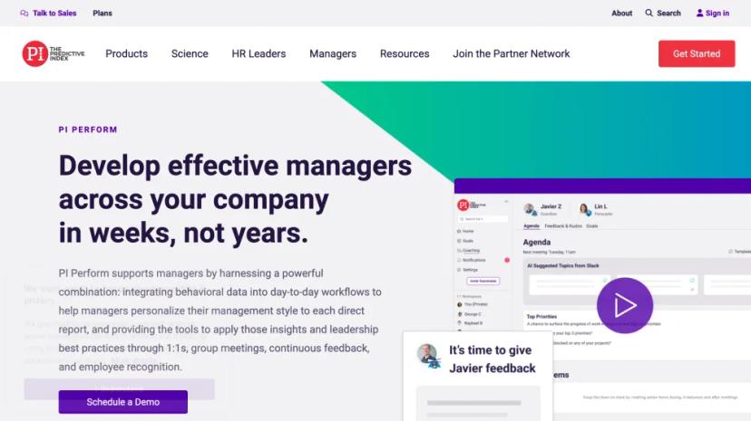 Screenshot of PI Perform: Develop Effective Managers Across Your Company in Weeks, Not Years