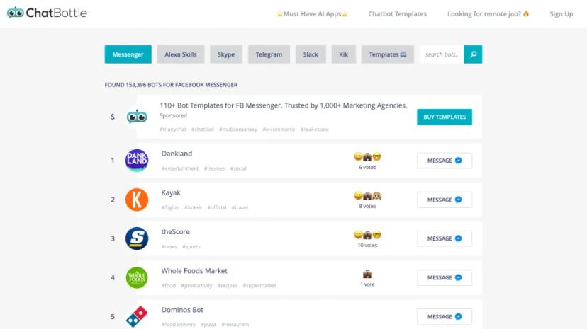 Screenshot of Chatbottle - AI-Powered Chatbot Discovery Platform