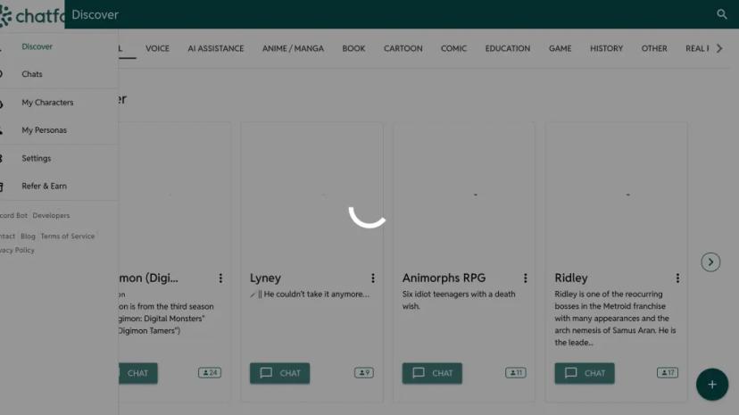 Screenshot of Chat with Your Favorite Characters with ChatFAI