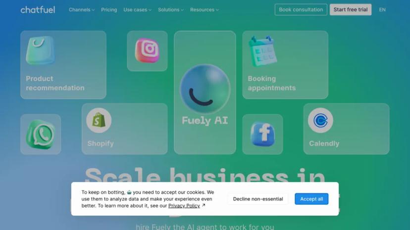 Screenshot of Fuely AI - Scale Business in Messengers with AI