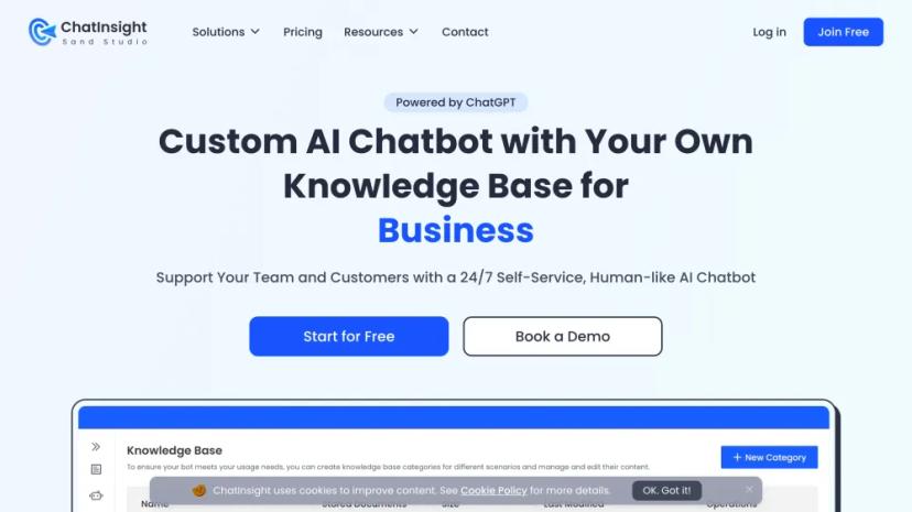 Screenshot of AI Chatbot Assistant for Business