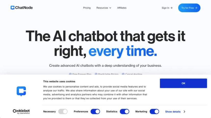 Screenshot of Advanced AI Chatbot Platform