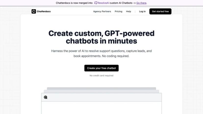 Screenshot of Create Custom, GPT-Powered Chatbots in Minutes