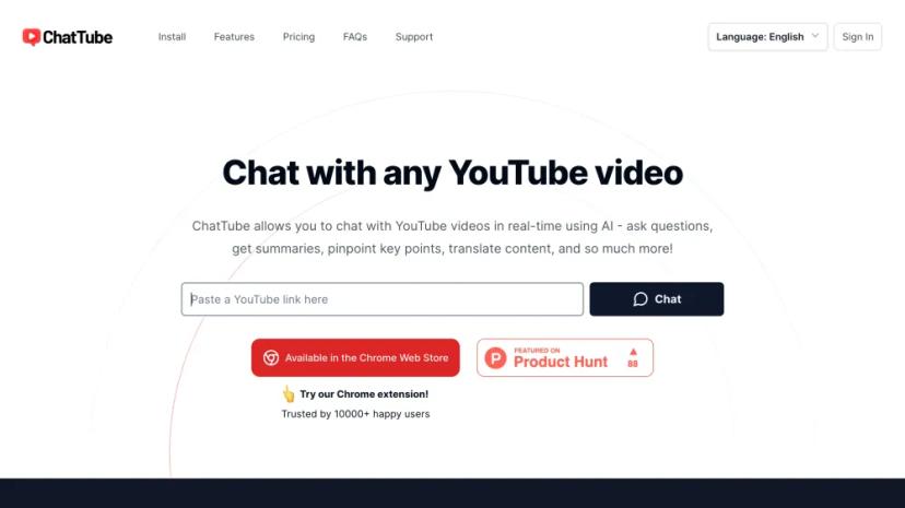 Screenshot of ChatTube - Chat with Any YouTube Video in Real-Time Using AI