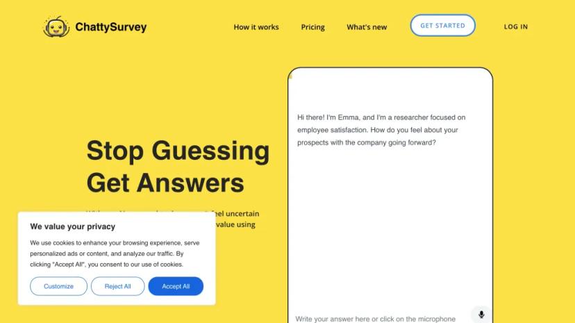 Screenshot of ChattySurvey: AI-Powered Conversational Surveys