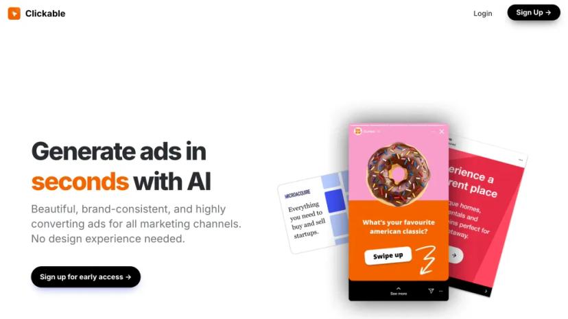 Screenshot of GENERATE ADS IN SECONDS WITH AI