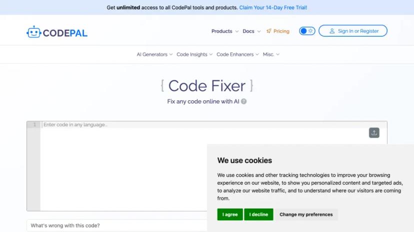 Screenshot of AI-Powered Code Fixer and Development Tools