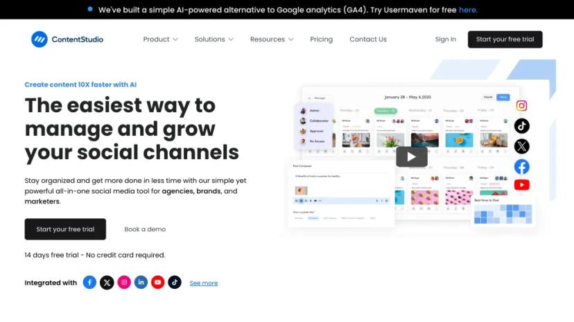 Screenshot of The Easiest Way to Manage and Grow Your Social Channels with AI