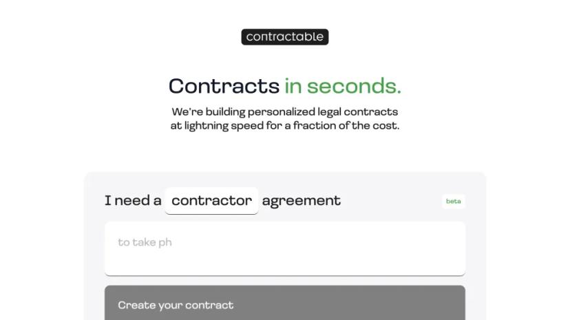 Screenshot of Generate Personalized Legal Contracts at Lightning Speed