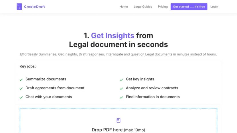 Screenshot of AI-Powered Legal Document Creation & Review Tool